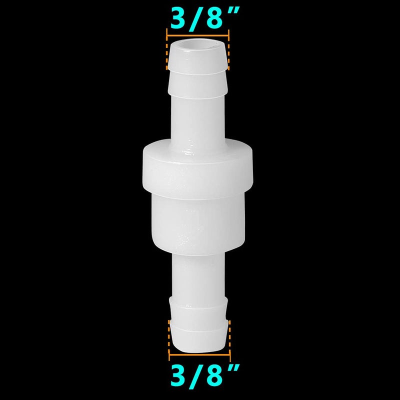 Feelers 3/8" One Way Inline Check Valve Non-Return One-Way Air Water Gas Check Valve Ozone Resistance PVDF, Pack of 4 4PCS - Image 2